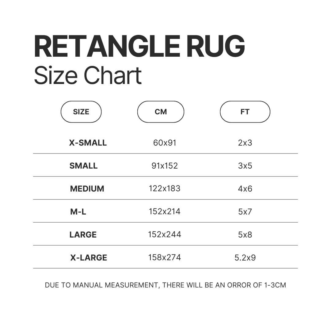 retangle rug size chart - Dragon Quest Shop